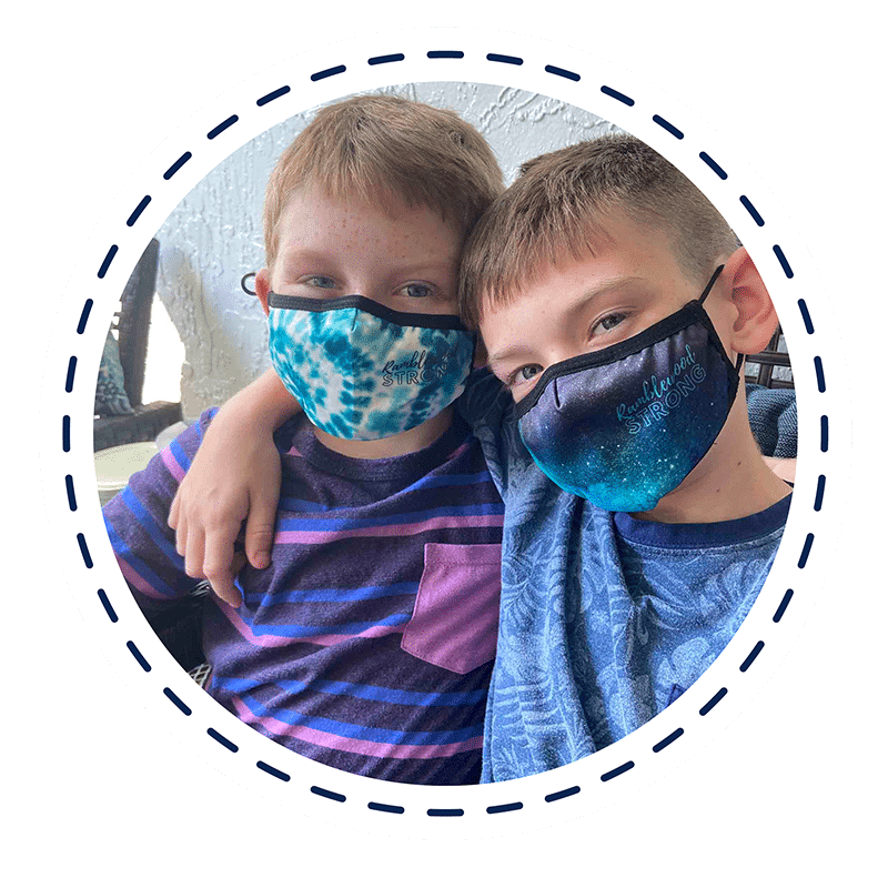 kids wearing custom masks by Spirit Sox