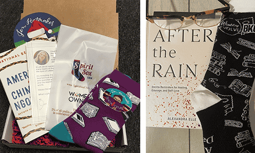 subscription book boxes featuring socks from Spirit Sox