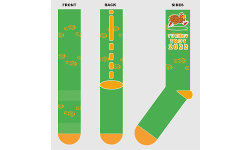 sock mockups for a turkey trot run