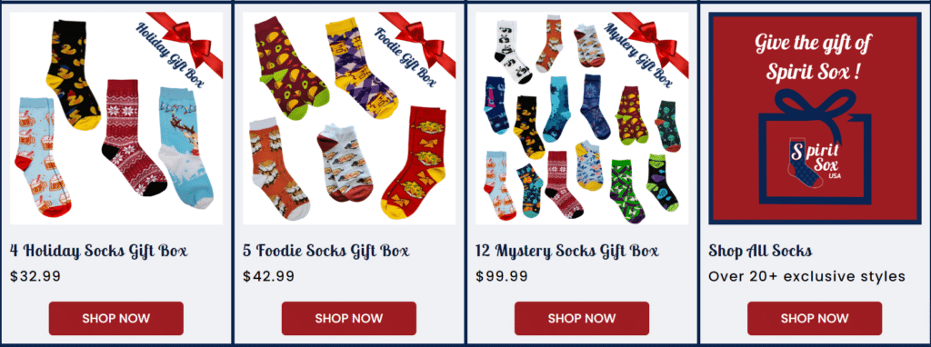 Holiday Sock Designs by Spirit Sox USA