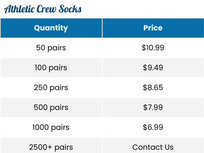Cost of Bulk Custom Athletic Crew Socks
