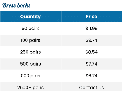 Cost of Bulk Custom Dress Socks