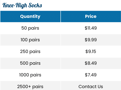 Cost of Bulk Custom Knee-High Socks Cost of Bulk Custom Knee-High Socks