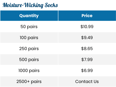 Moisture Wicking Custom Sock Prices Moisture Wicking Custom Sock Prices