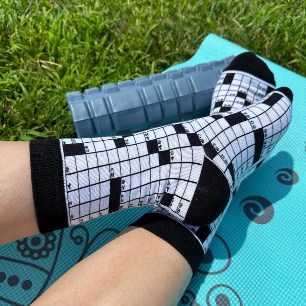custom crossword black and white socks