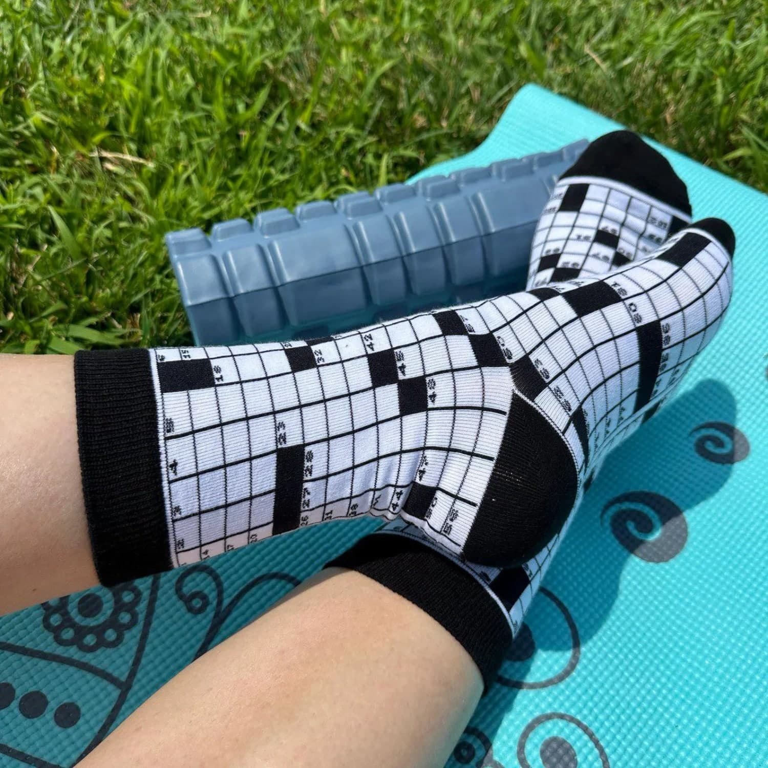 custom crossword black and white socks