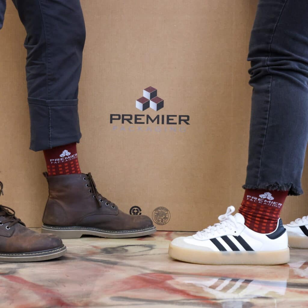 branded socks for a company called peremier