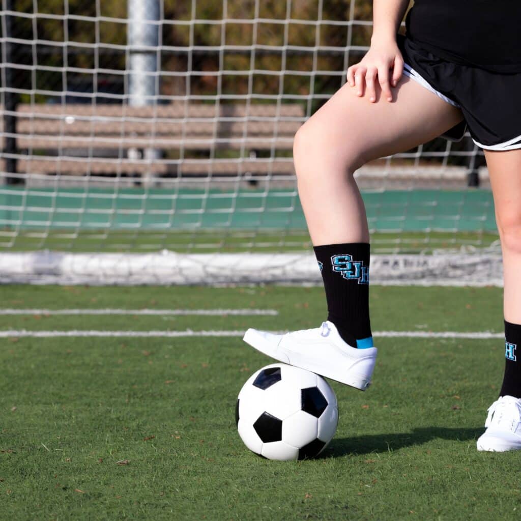 custom black socks for soccer players