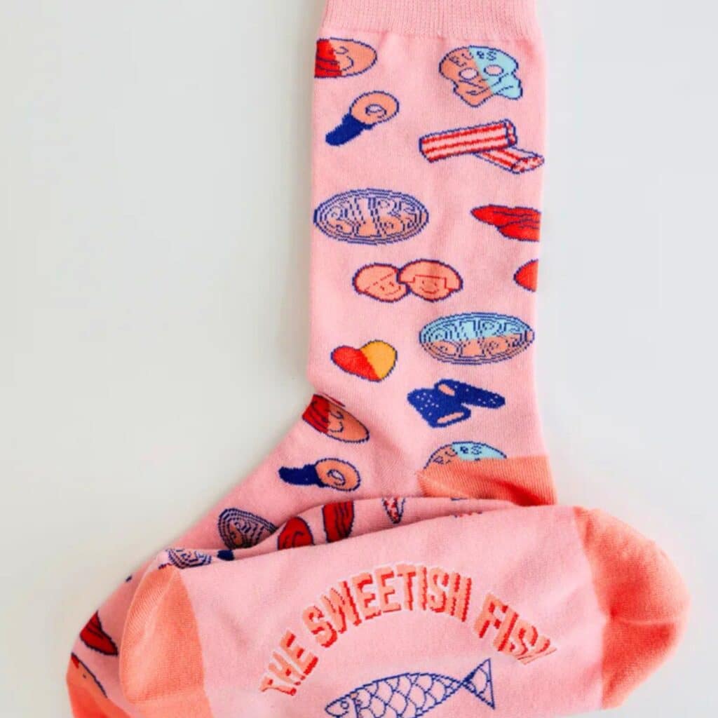 pink sweetish fish custom design socks from spirit sox USA