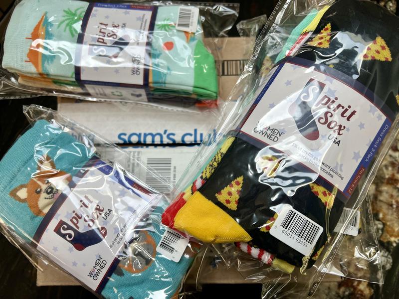 custom socks from spirit sox on a retail shelf