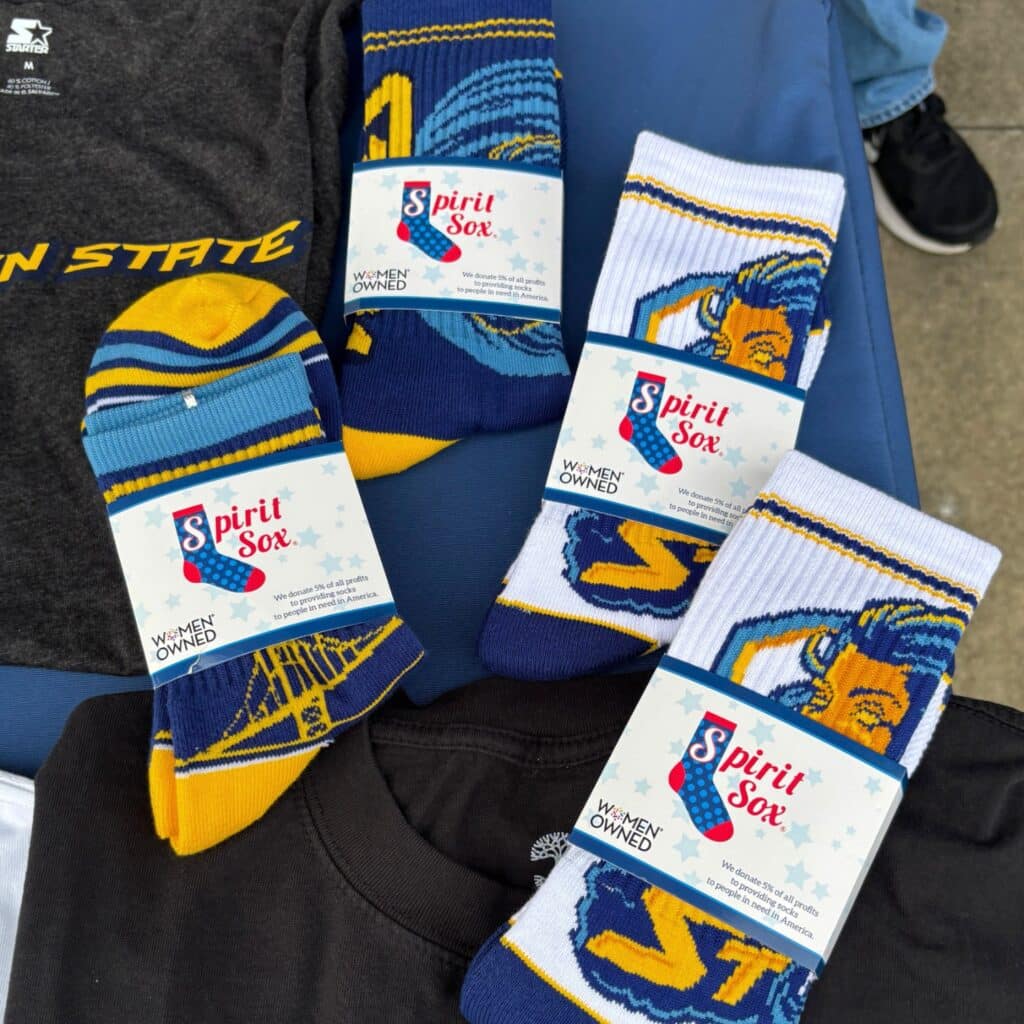 college sports team branded socks by spirit sox