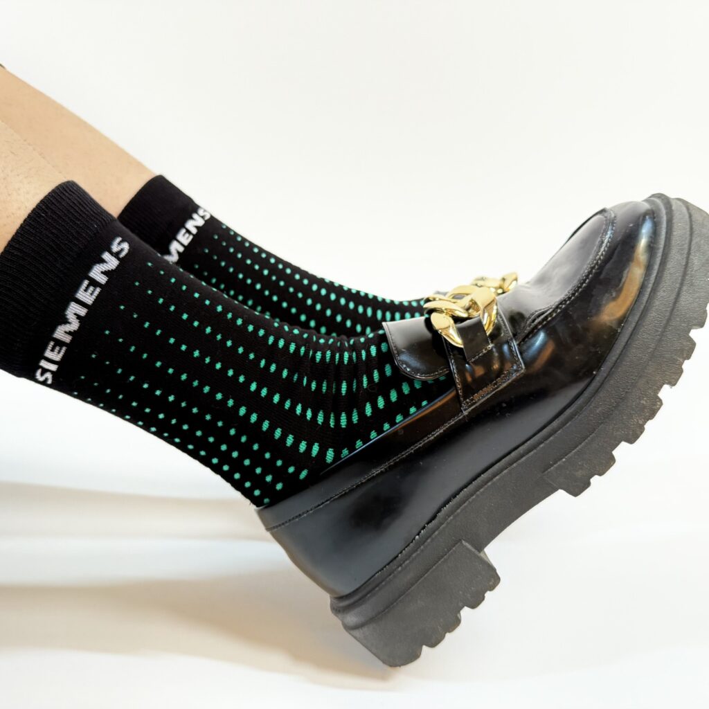 branded corporate dress socks for SEIMENS company by spirit sox