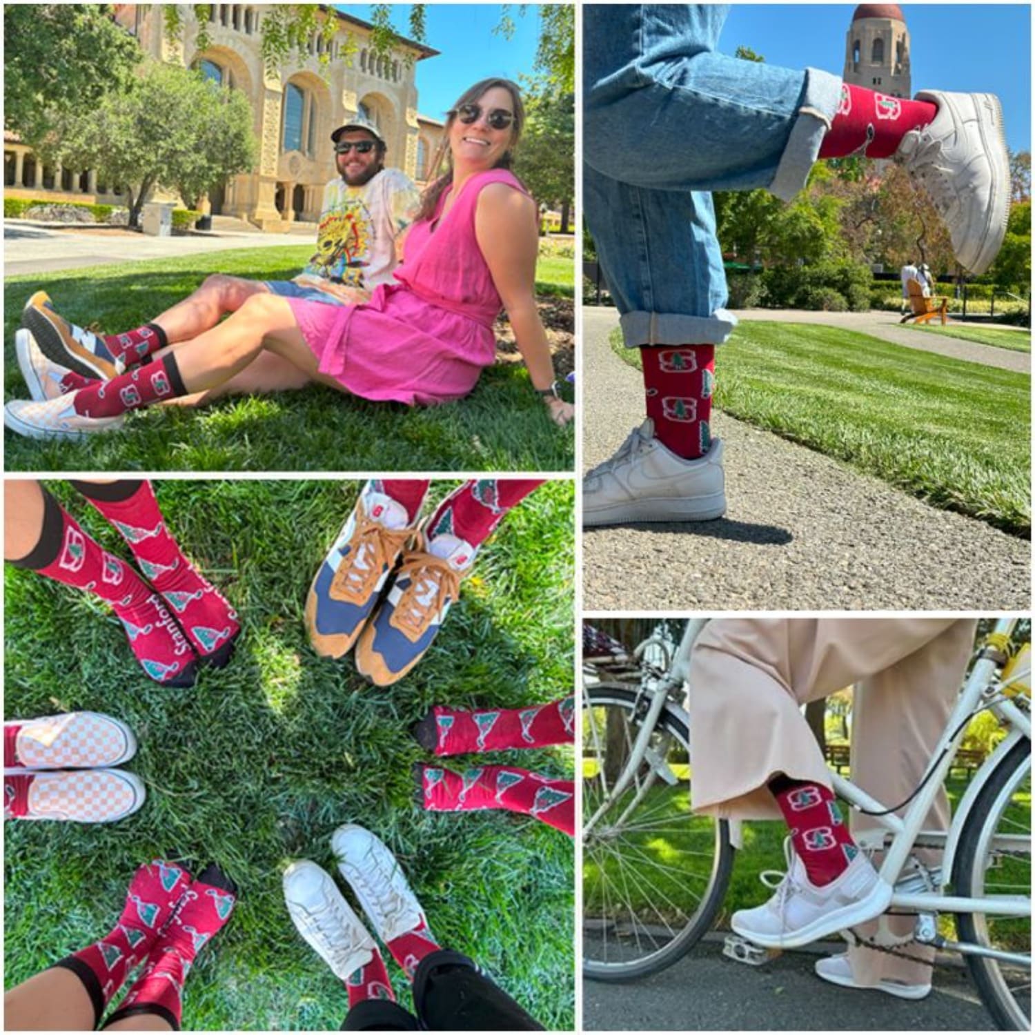 a collage of a family wearing custom design college sports socks