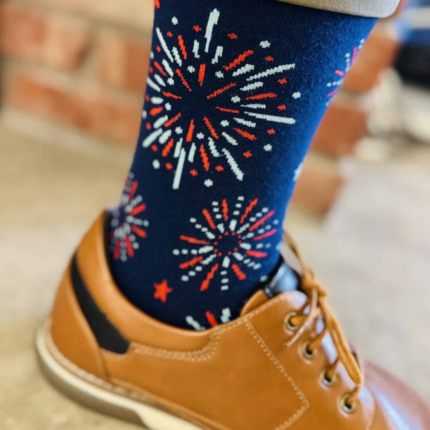 custom designed 4th of july knitted socks