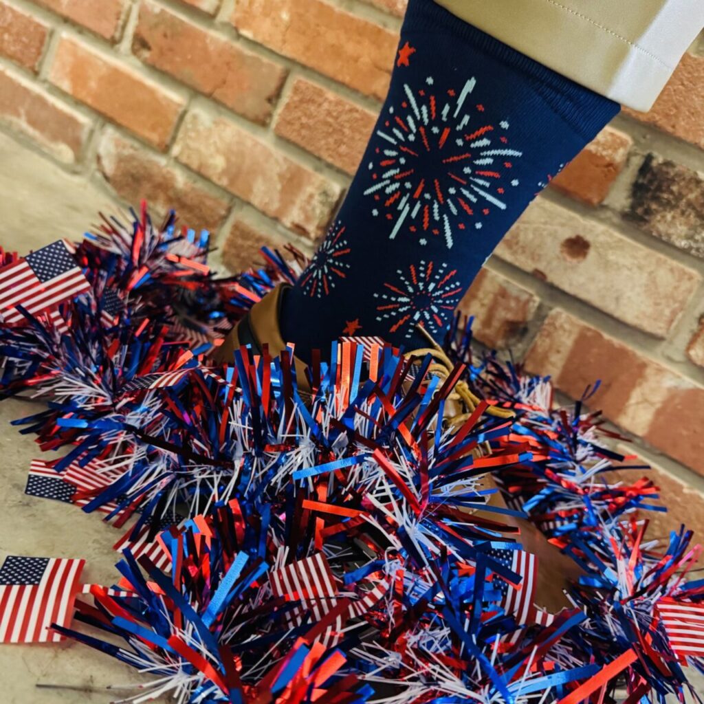 4th of july custom sock with fireworks pattern
