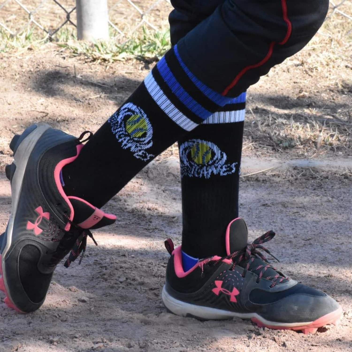 black knitted custom athletic socks with logo