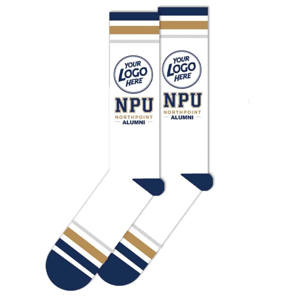 alumni made to order sucks sample from spirit sox with college logo and color