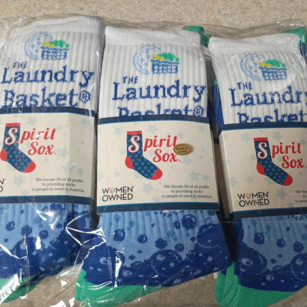 custom branded socks for a laundromat by spirit sox usa