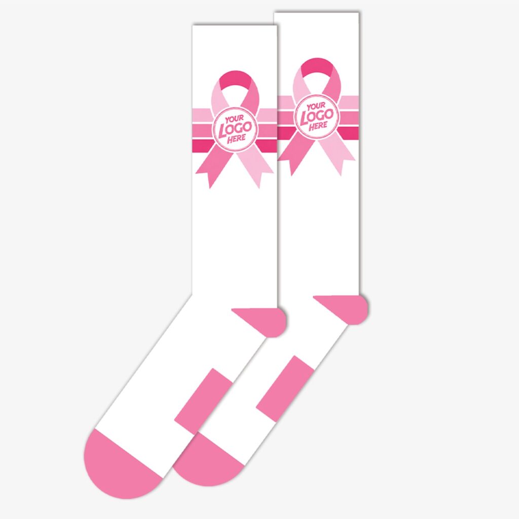 custom breast cancer awareness sock mockup by spirit sox usa