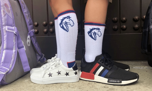 socks created for a school fundraiser