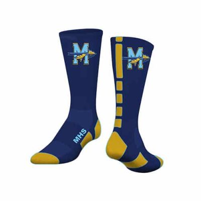 Mockup of custom socks for Monache High School